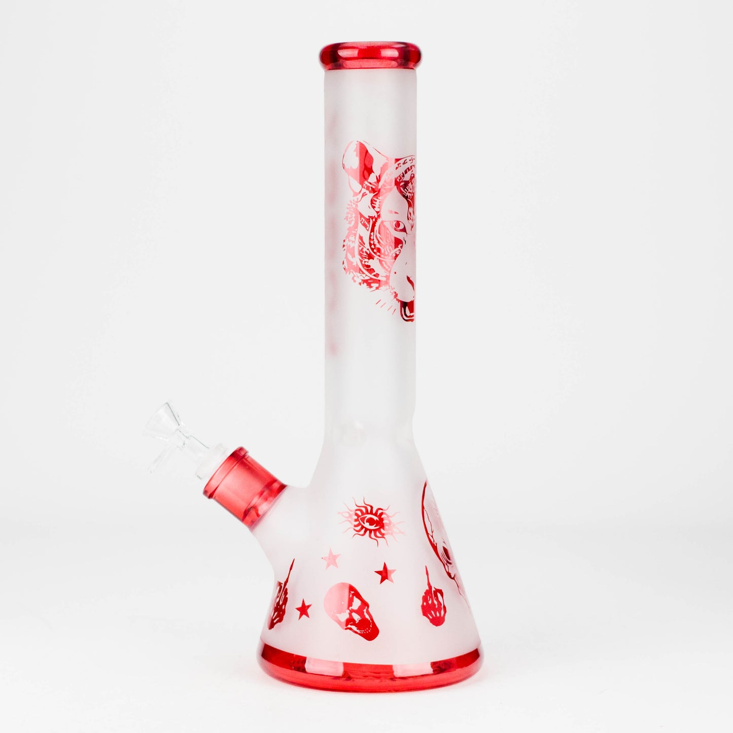 FOGGX | 14" Sandblasted Frosted Small Skull Beaker Glass Water Pipe – 7mm Thick