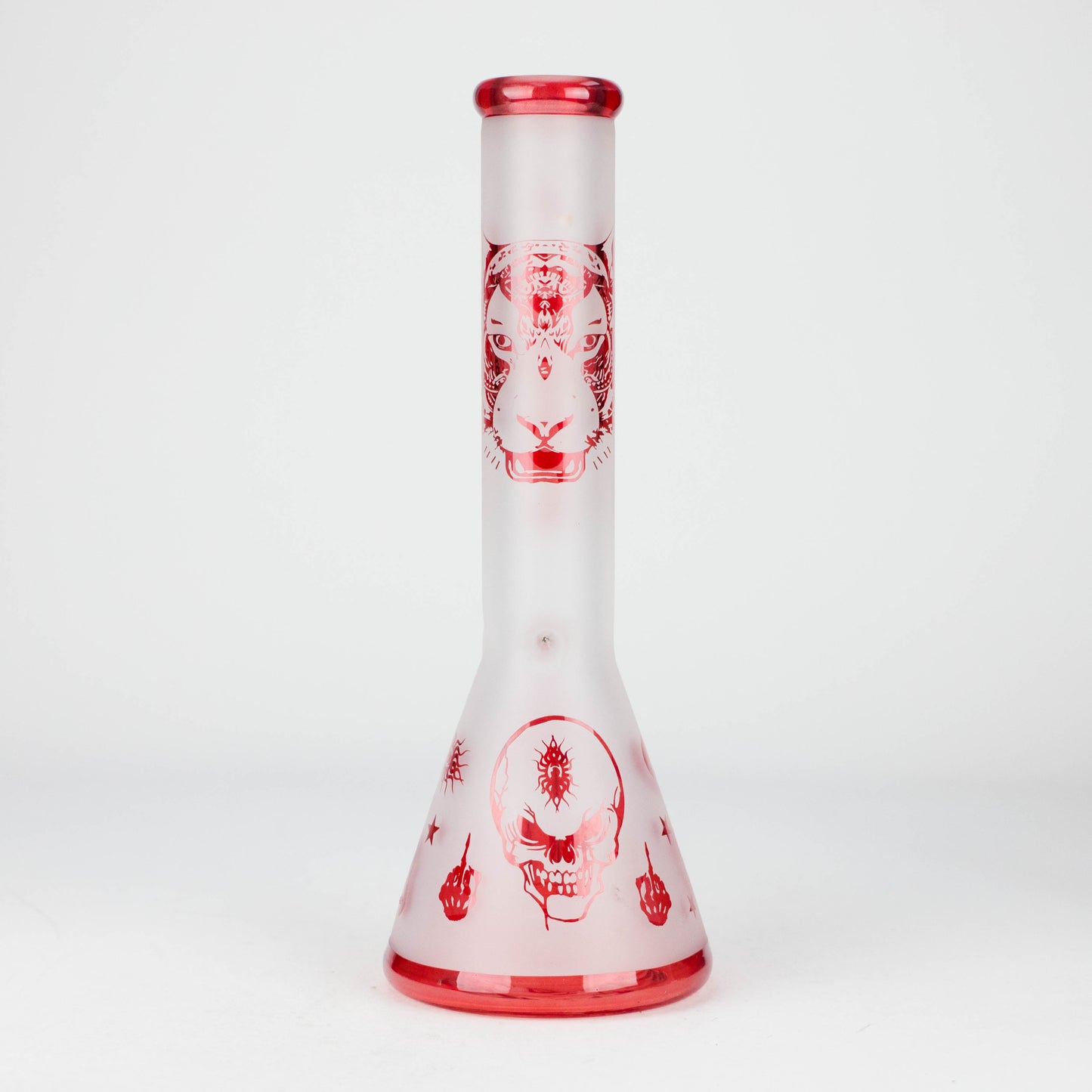 FOGGX | 14" Sandblasted Frosted Small Skull Beaker Glass Water Pipe – 7mm Thick