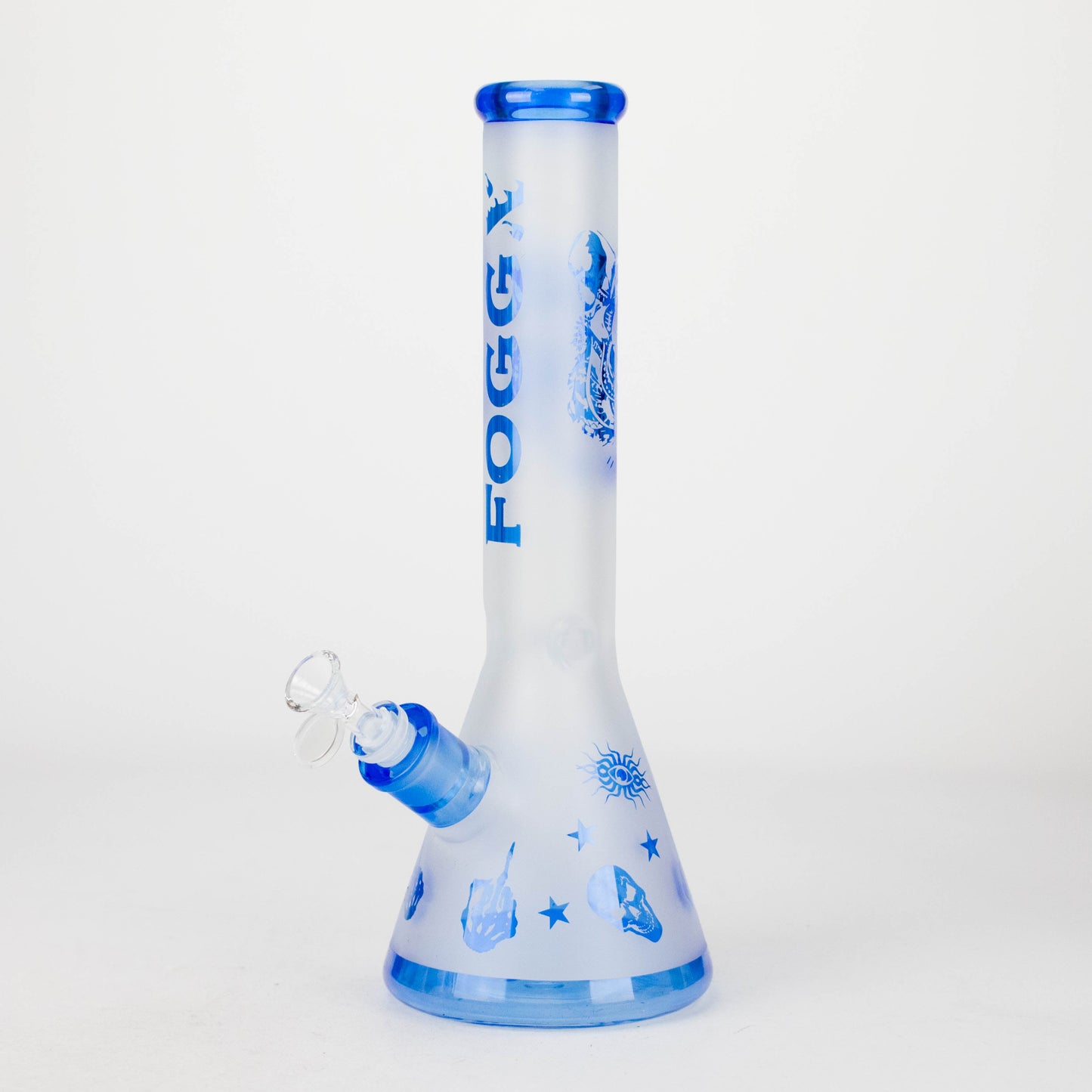 FOGGX | 14" Sandblasted Frosted Small Skull Beaker Glass Water Pipe – 7mm Thick