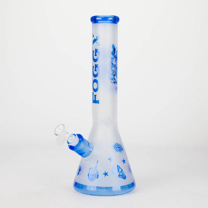 FOGGX | 14" Sandblasted Frosted Small Skull Beaker Glass Water Pipe – 7mm Thick
