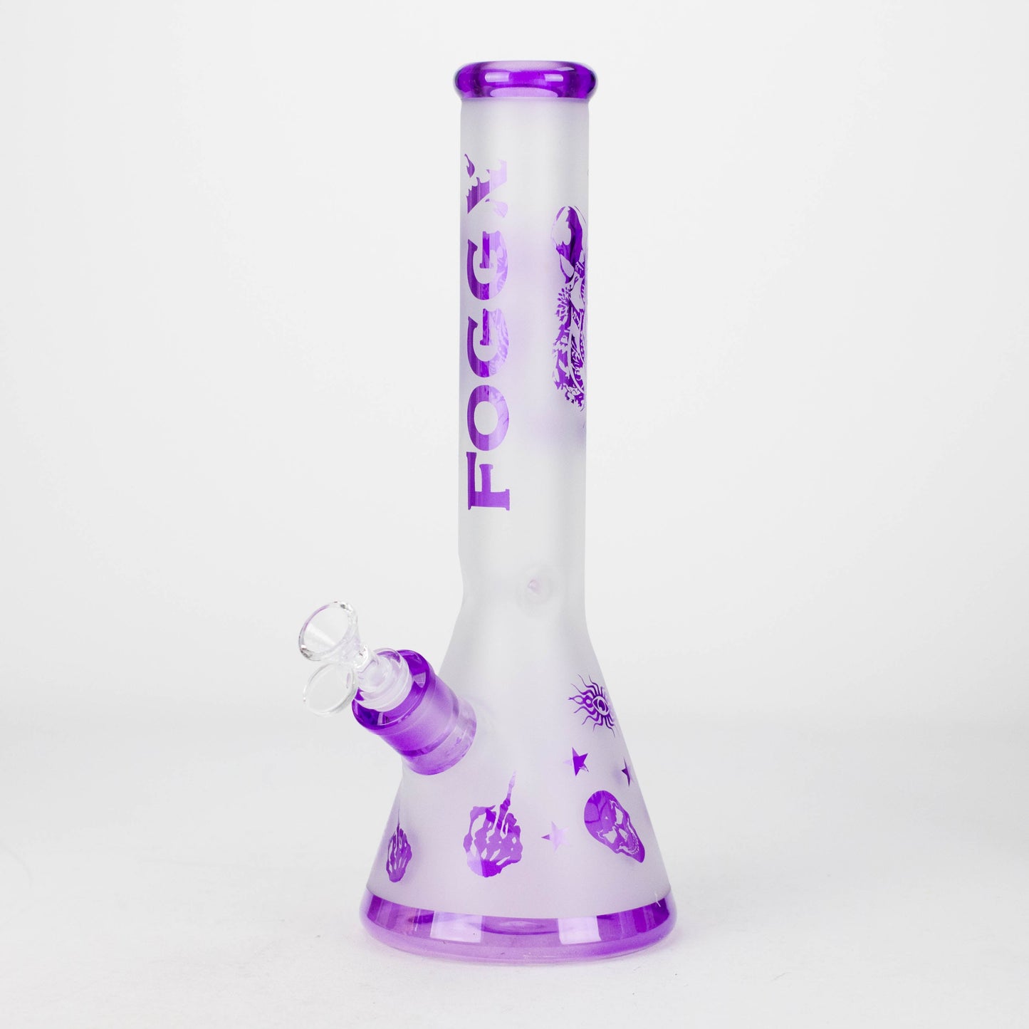 FOGGX | 14" Sandblasted Frosted Small Skull Beaker Glass Water Pipe – 7mm Thick