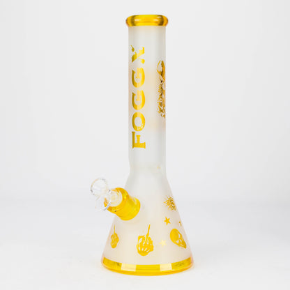 FOGGX | 14" Sandblasted Frosted Small Skull Beaker Glass Water Pipe – 7mm Thick