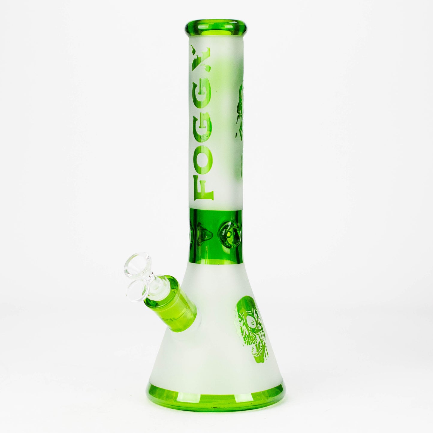 FOGGX | 14" Sandblasted Frosted Big Skull Beaker Water Pipe – 7mm Thick
