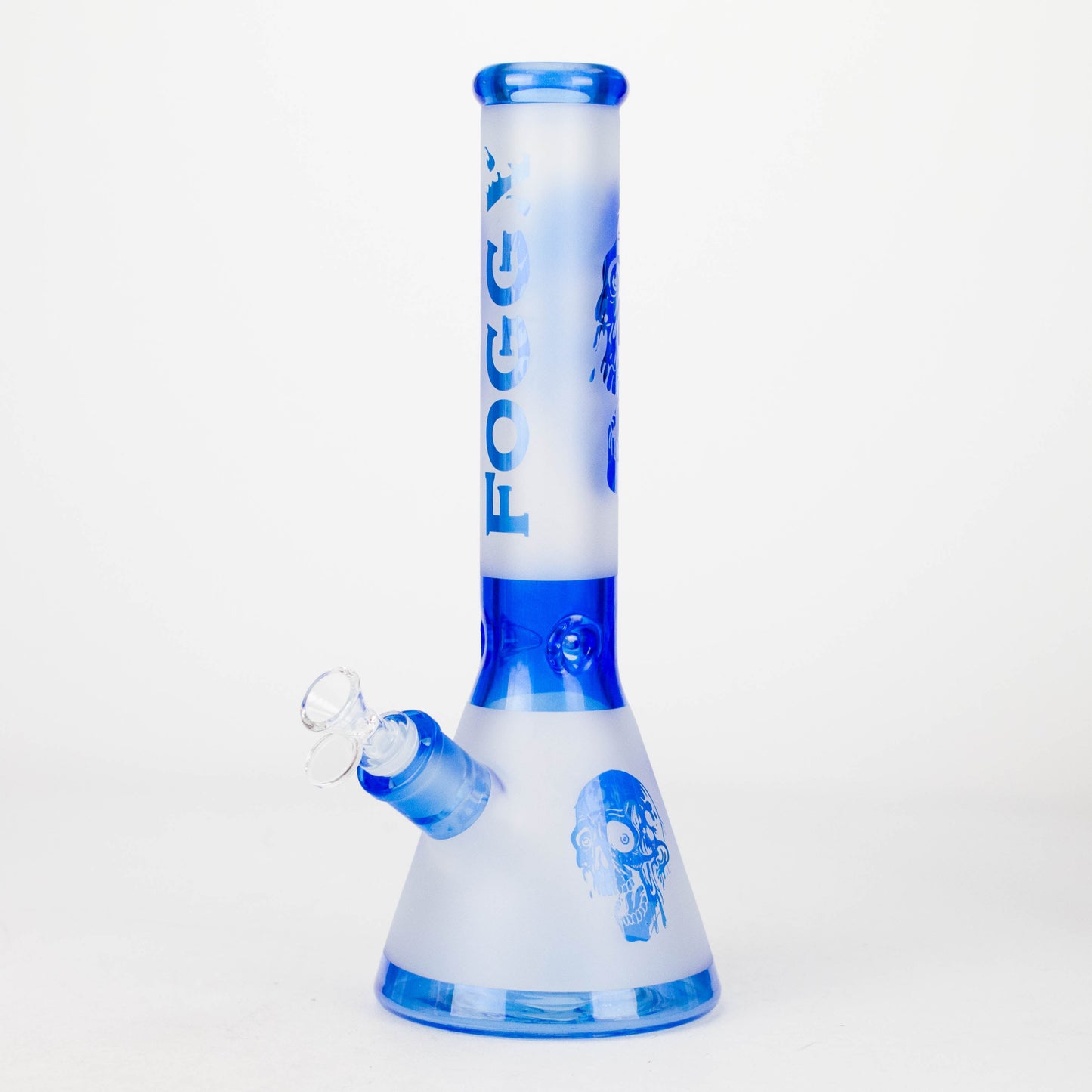 FOGGX | 14" Sandblasted Frosted Big Skull Beaker Water Pipe – 7mm Thick