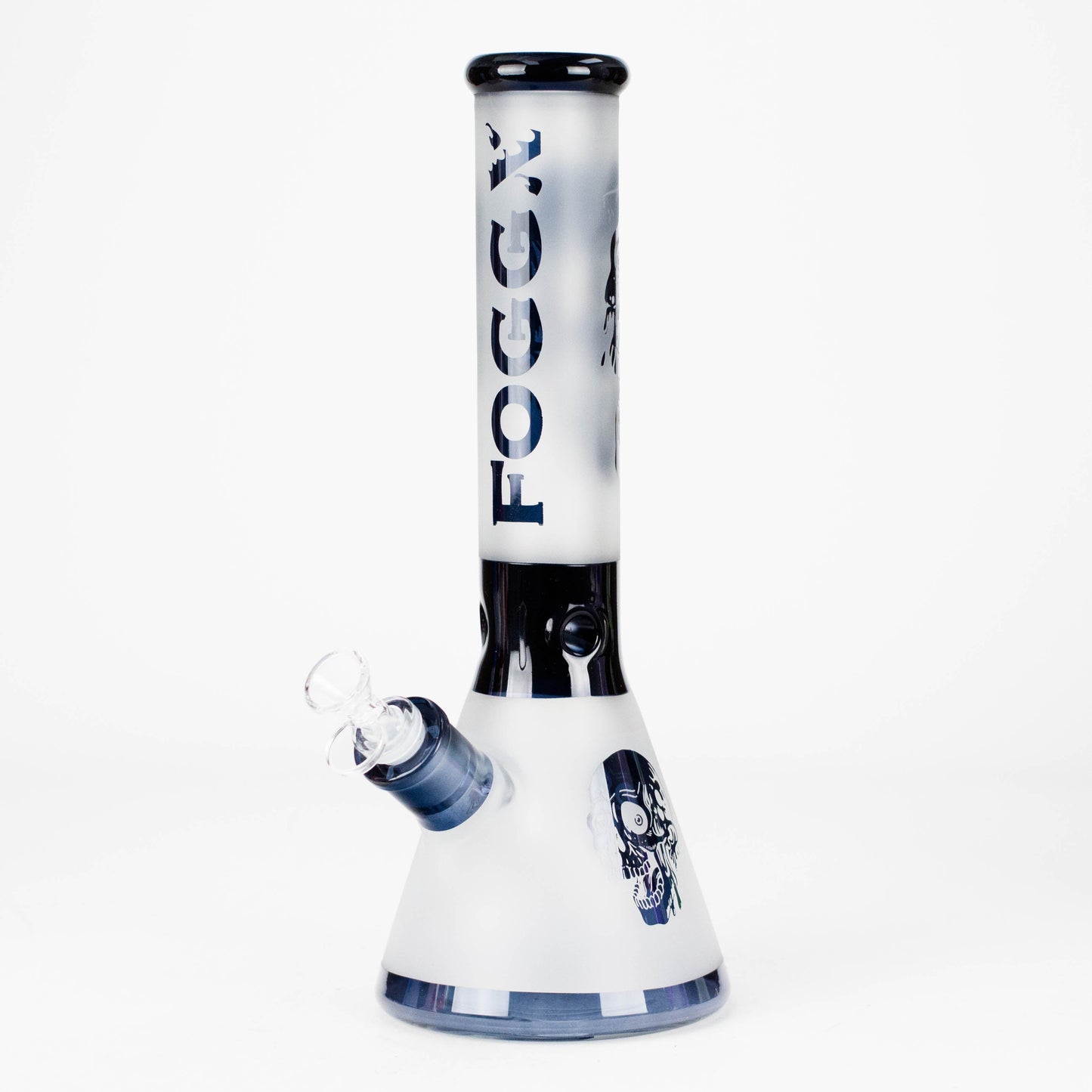 FOGGX | 14" Sandblasted Frosted Big Skull Beaker Water Pipe – 7mm Thick
