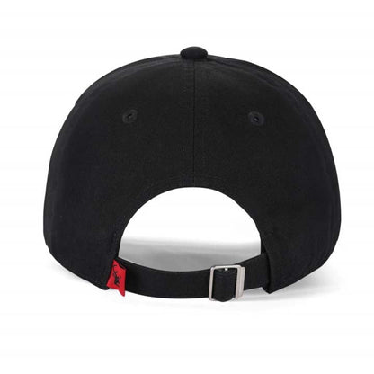 Low-Crown 6-Panel Embroidered Leaf Cap-Black