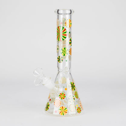 10" Glass Beaker Bong – Lollipops Design (Glow in the Dark)