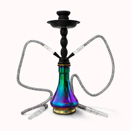 18" Dual-Hose Iridescent Glass Hookah