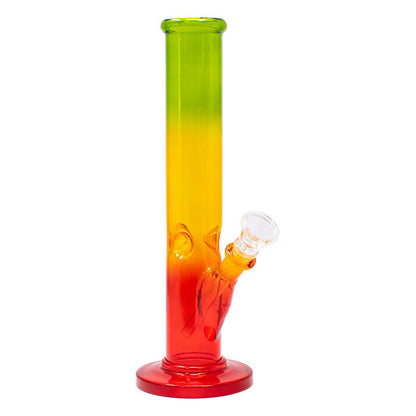 10" Rasta Colored Cylindrical Medium Glass Bong