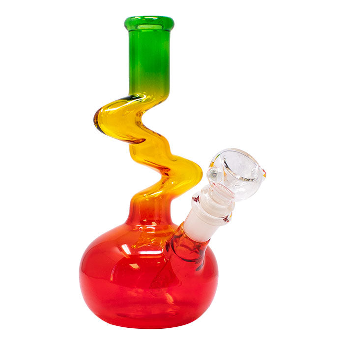 8" Rasta Colored Cylindrical Medium Glass Bong