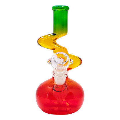 8" Rasta Colored Cylindrical Medium Glass Bong