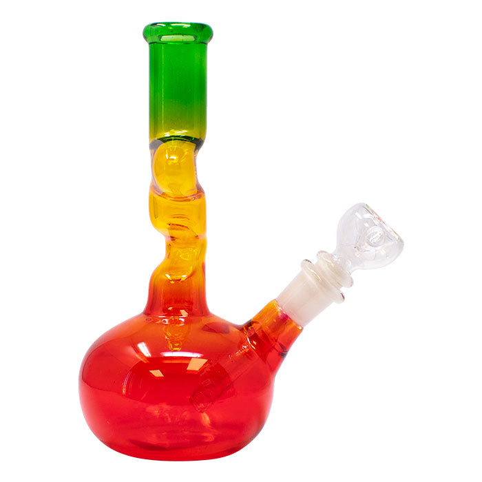 8" Rasta Colored Cylindrical Medium Glass Bong
