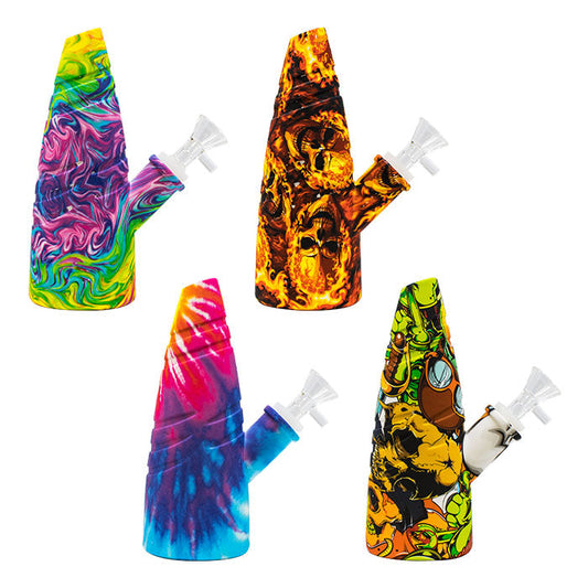 8" Cone Shaped Graphical Silicone Bong