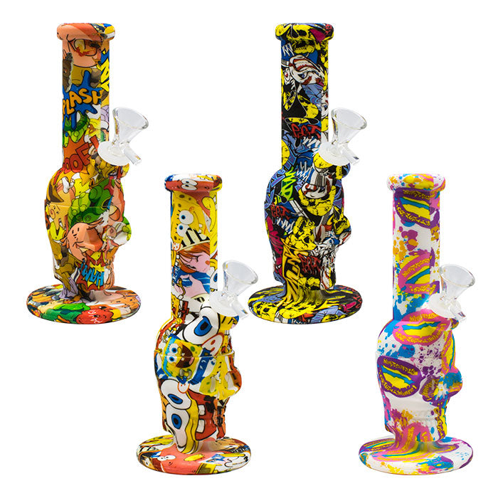 8.5" Assorted Comic Graphic Silicone Bong