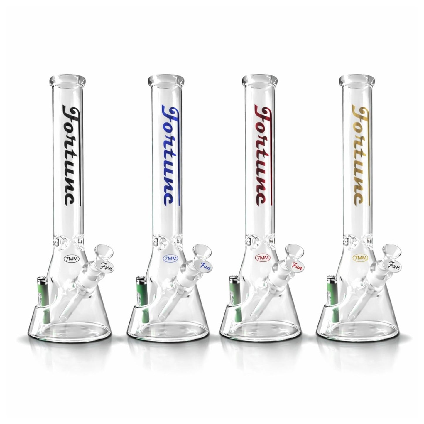 Fortune | 18" Beaker Bong – 7mm w/ Lighter Holder