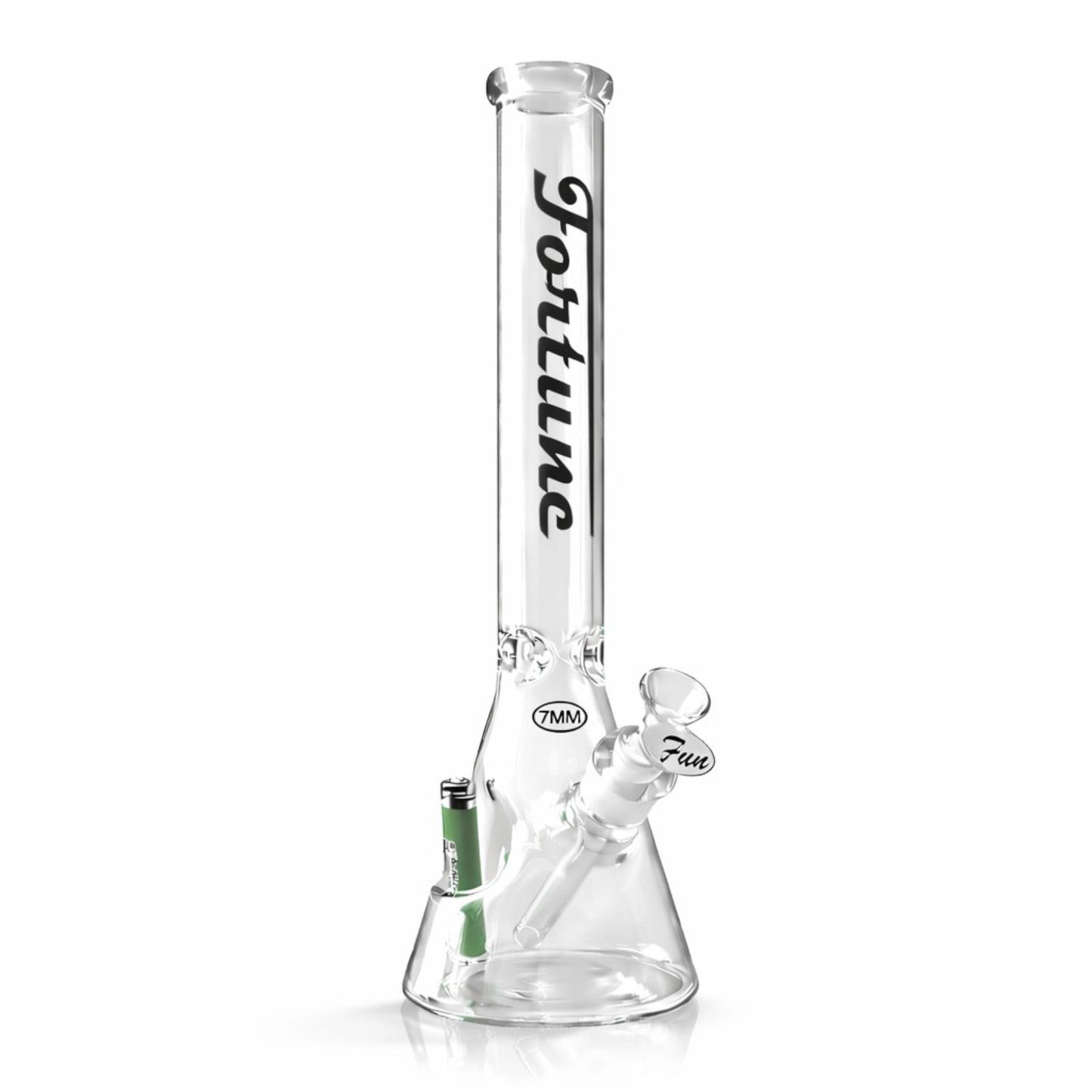 Fortune | 18" Beaker Bong – 7mm w/ Lighter Holder