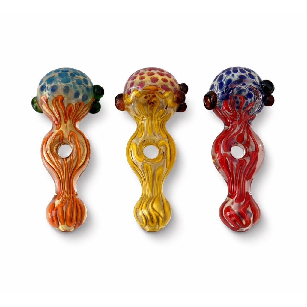 5” Artistic Double Glass Hand Pipe-Assorted Color