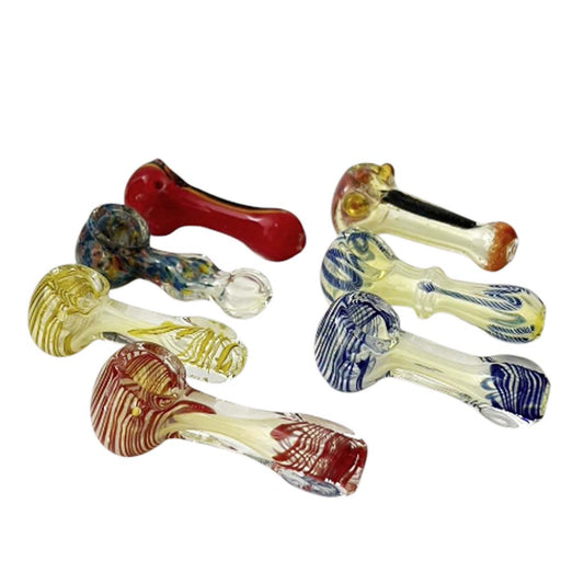 StripeWave 3" Glass Pipe-Assorted Design& Colours-2CT