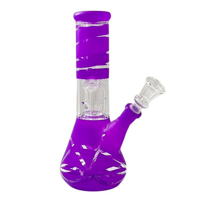 8” Color Spiral Beaker Bong – Built-In Perc