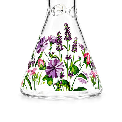 10" Glow-in-the-Dark Floral Beaker Bong