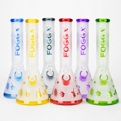 FOGGX | 14" Sandblasted Frosted Small Skull Beaker Glass Water Pipe – 7mm Thick