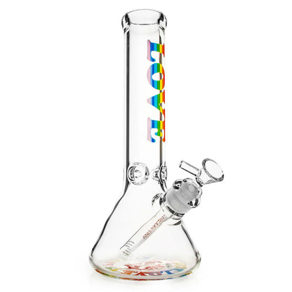 Red Eye Glass® | 12" Rainbow Love Beaker Base Water Pipe – 7mm Thick
