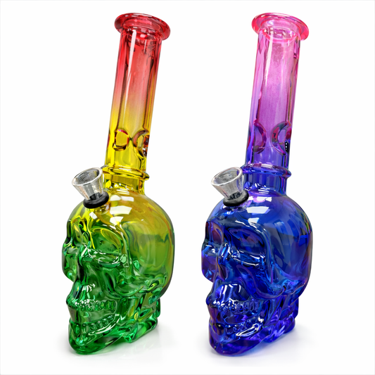 8″ Skull Glass Bong – Metallic Finish