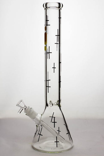17" infyniti glass cross symbol printed beaker water bong