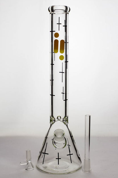 17" infyniti glass cross symbol printed beaker water bong