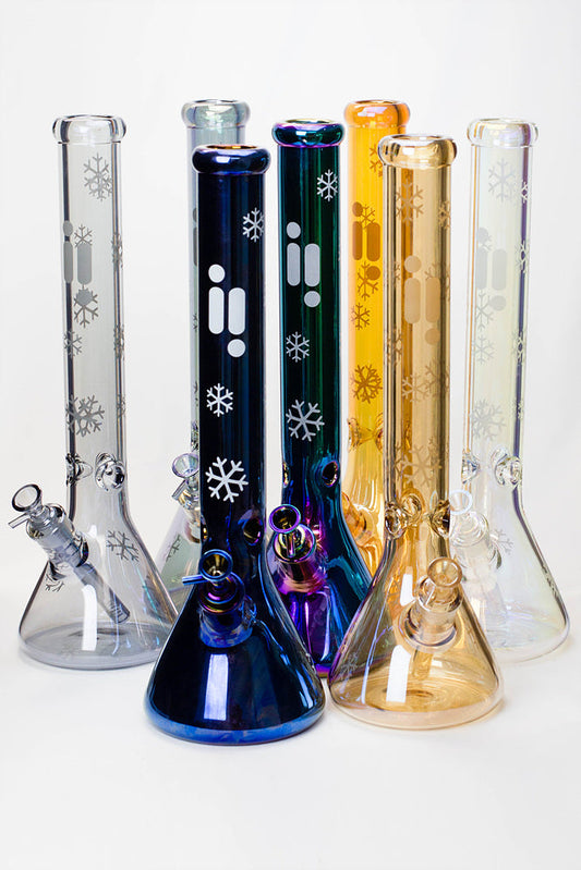 18" Infyniti Snowflake 7 mm metallic glass water bong