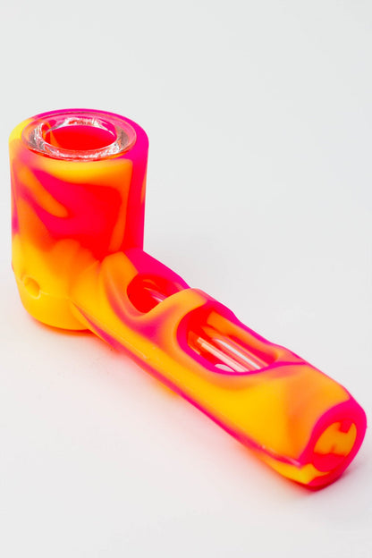 Multi colored Silicone hand pipe with glass bowl and tube