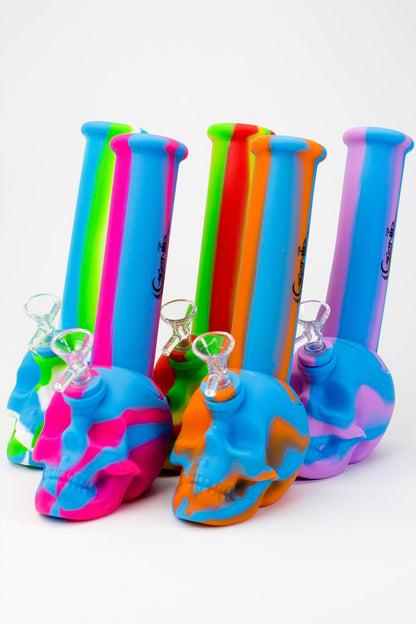 9" Genie skull multi colored detachable silicone water bong
