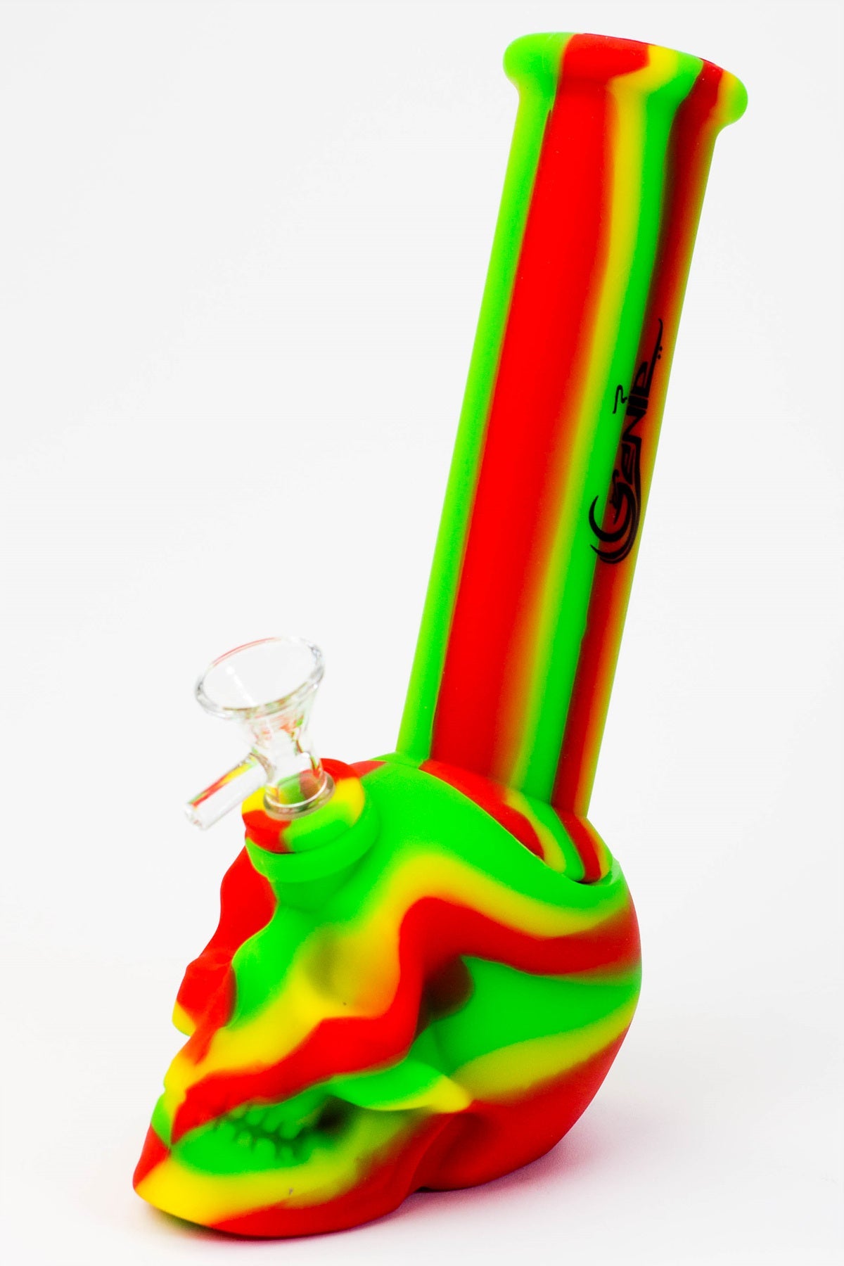 9" Genie skull multi colored detachable silicone water bong