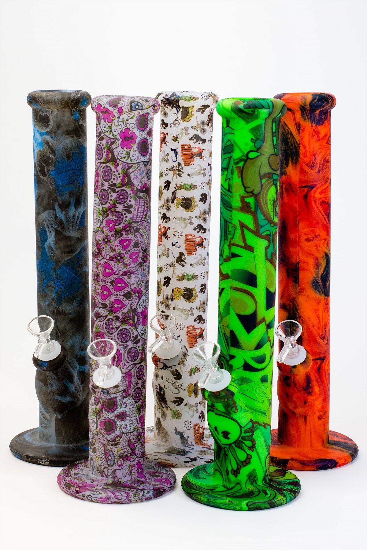 14" Straight tube silicone water bong