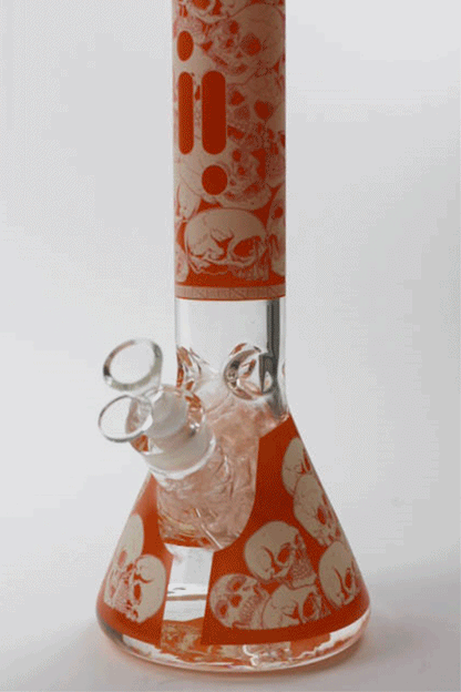 14" Infyniti Skull Glow in the dark 7 mm glass bong