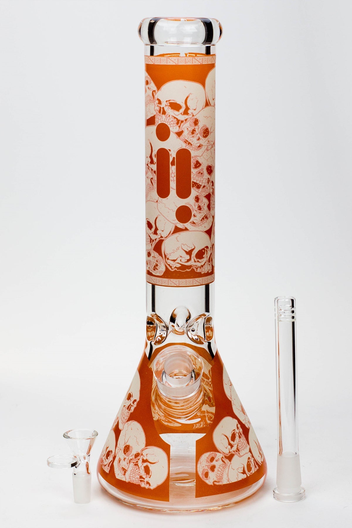 14" Infyniti Skull Glow in the dark 7 mm glass bong