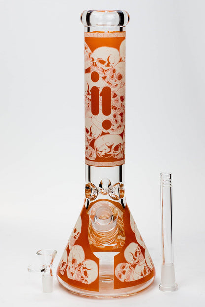 14" Infyniti Skull Glow in the dark 7 mm glass bong