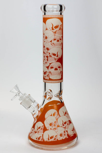 14" Infyniti Skull Glow in the dark 7 mm glass bong