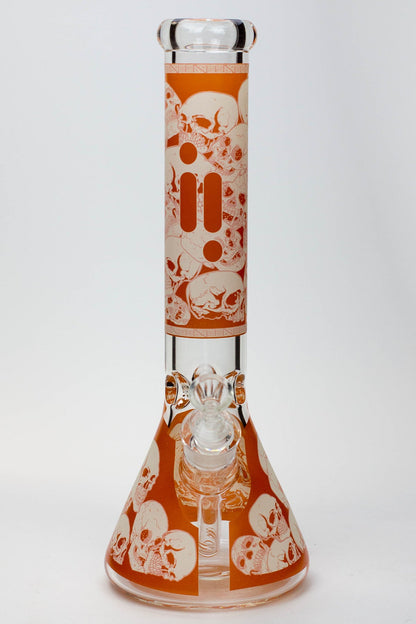14" Infyniti Skull Glow in the dark 7 mm glass bong