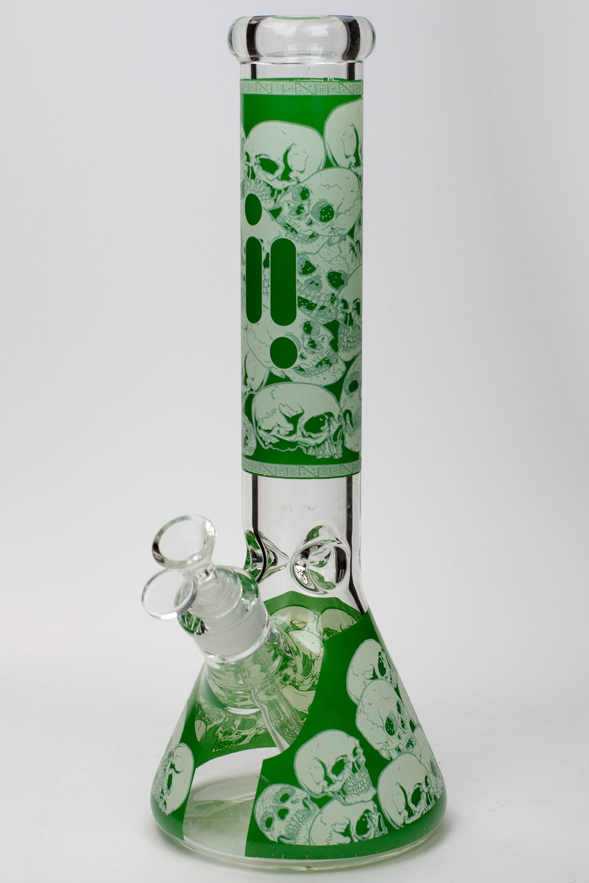 14" Infyniti Skull Glow in the dark 7 mm glass bong