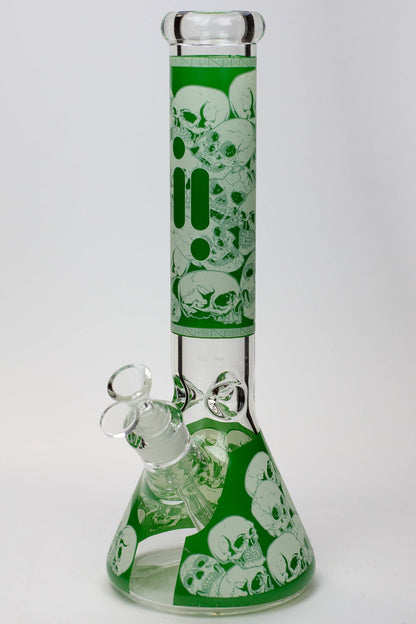 14" Infyniti Skull Glow in the dark 7 mm glass bong