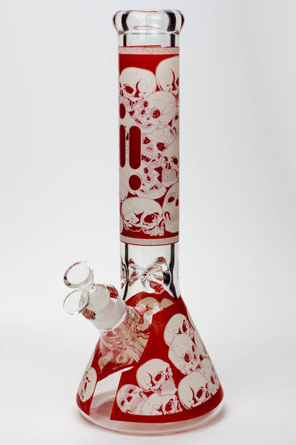 14" Infyniti Skull Glow in the dark 7 mm glass bong