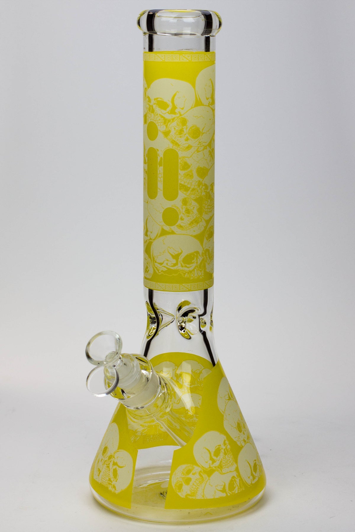 14" Infyniti Skull Glow in the dark 7 mm glass bong