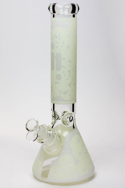 14" Infyniti Skull Glow in the dark 7 mm glass bong