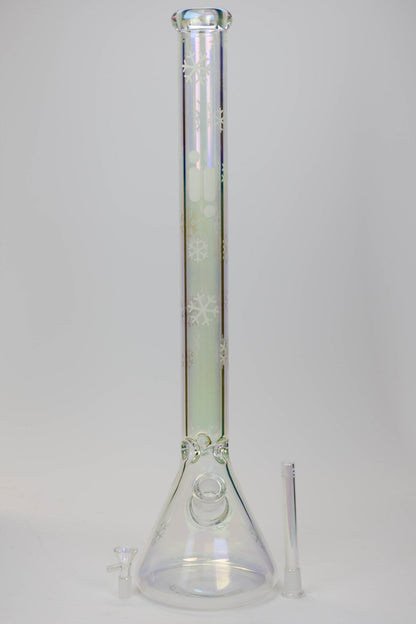 24" Infyniti Snowflake 7 mm metallic Glow in the dark glass water bong