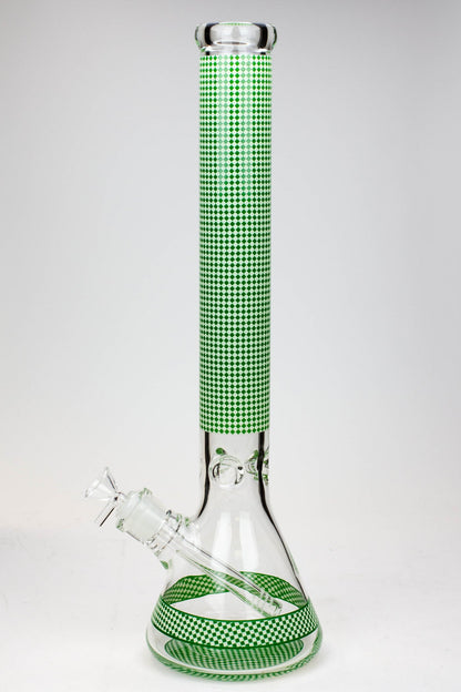 18" Diamond pattern Glow in the dark 7 mm glass beaker bong