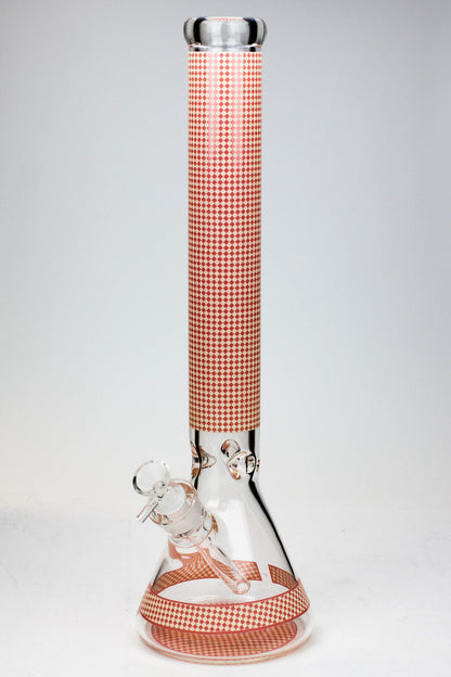18" Diamond pattern Glow in the dark 7 mm glass beaker bong