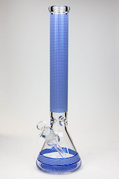 18" Diamond pattern Glow in the dark 7 mm glass beaker bong