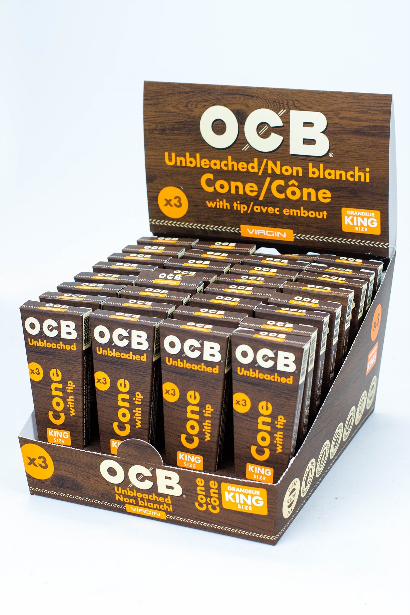 OCB Pre-rolled Cone - Virgin Unbleached Rolling Paper - King size (32 pcaks)