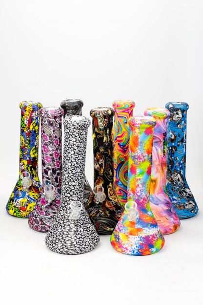 12" Graphic detachable silicone water bong - Assorted